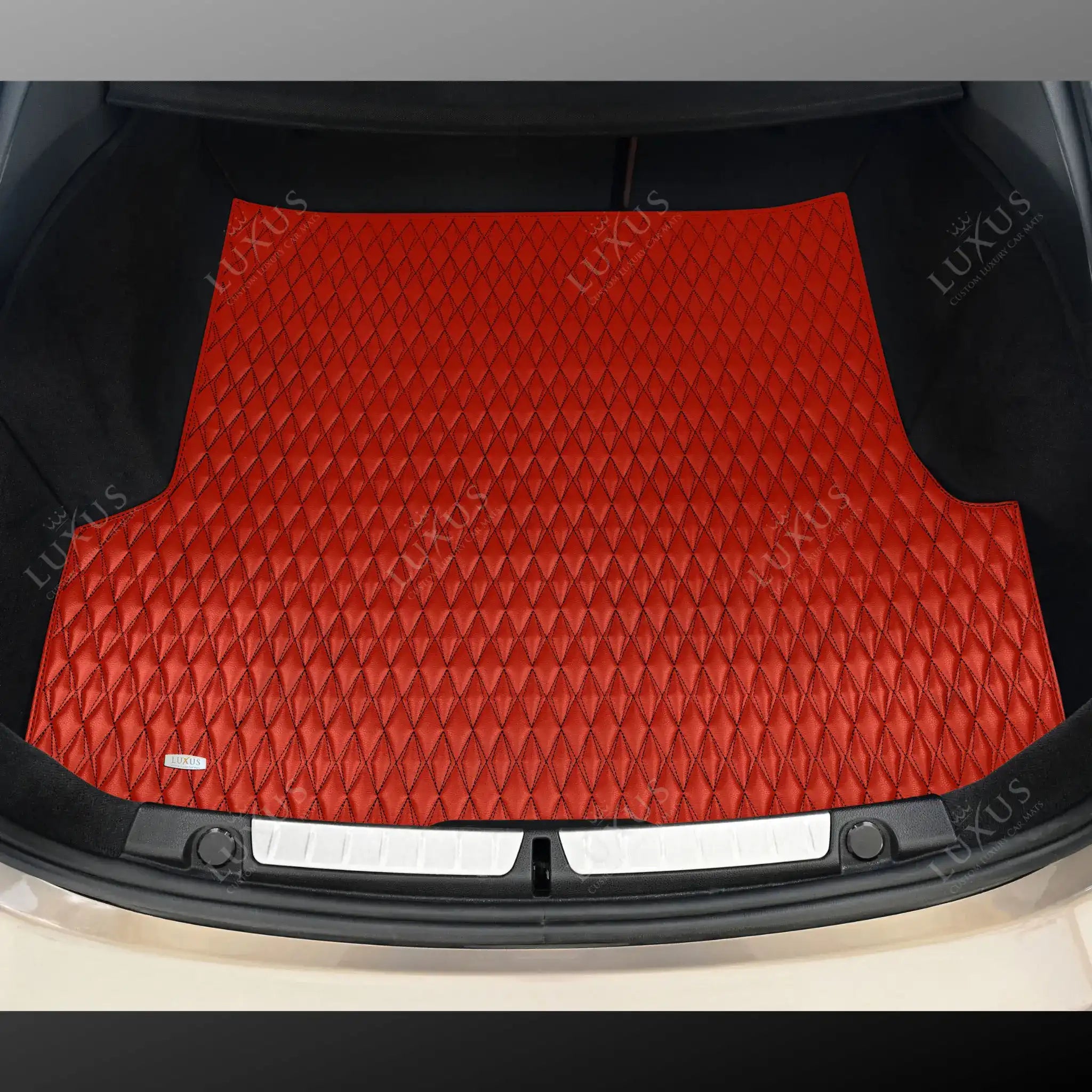 Ferrari Red & Black Stitching Twin-Diamond Luxury Boot/Trunk Mat