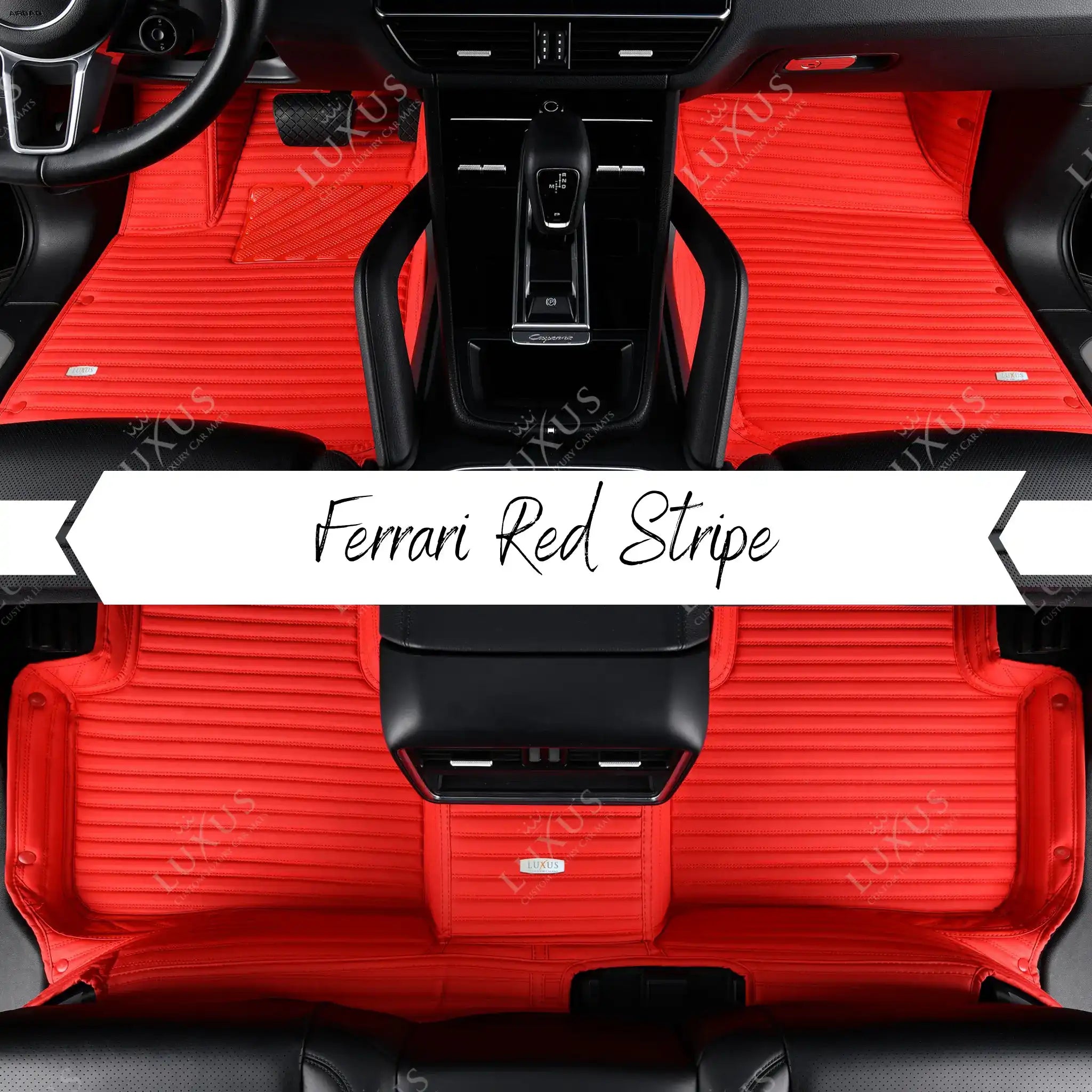 Ferrari Red Stripe Luxury Car Mats Set