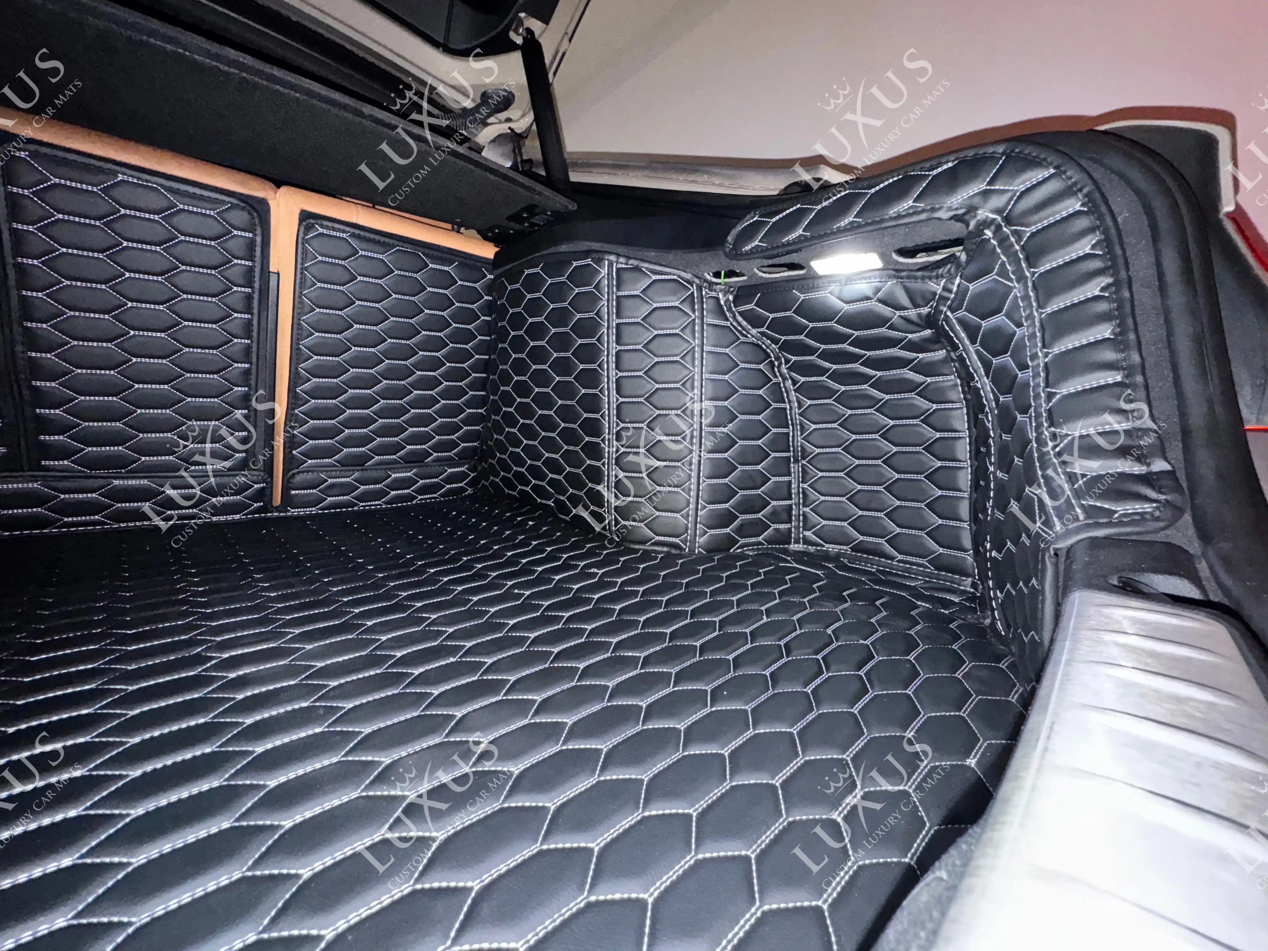 Luxus 360Fit Premium Honeycomb Custom Trunk Liner | Black & Blue Stitching