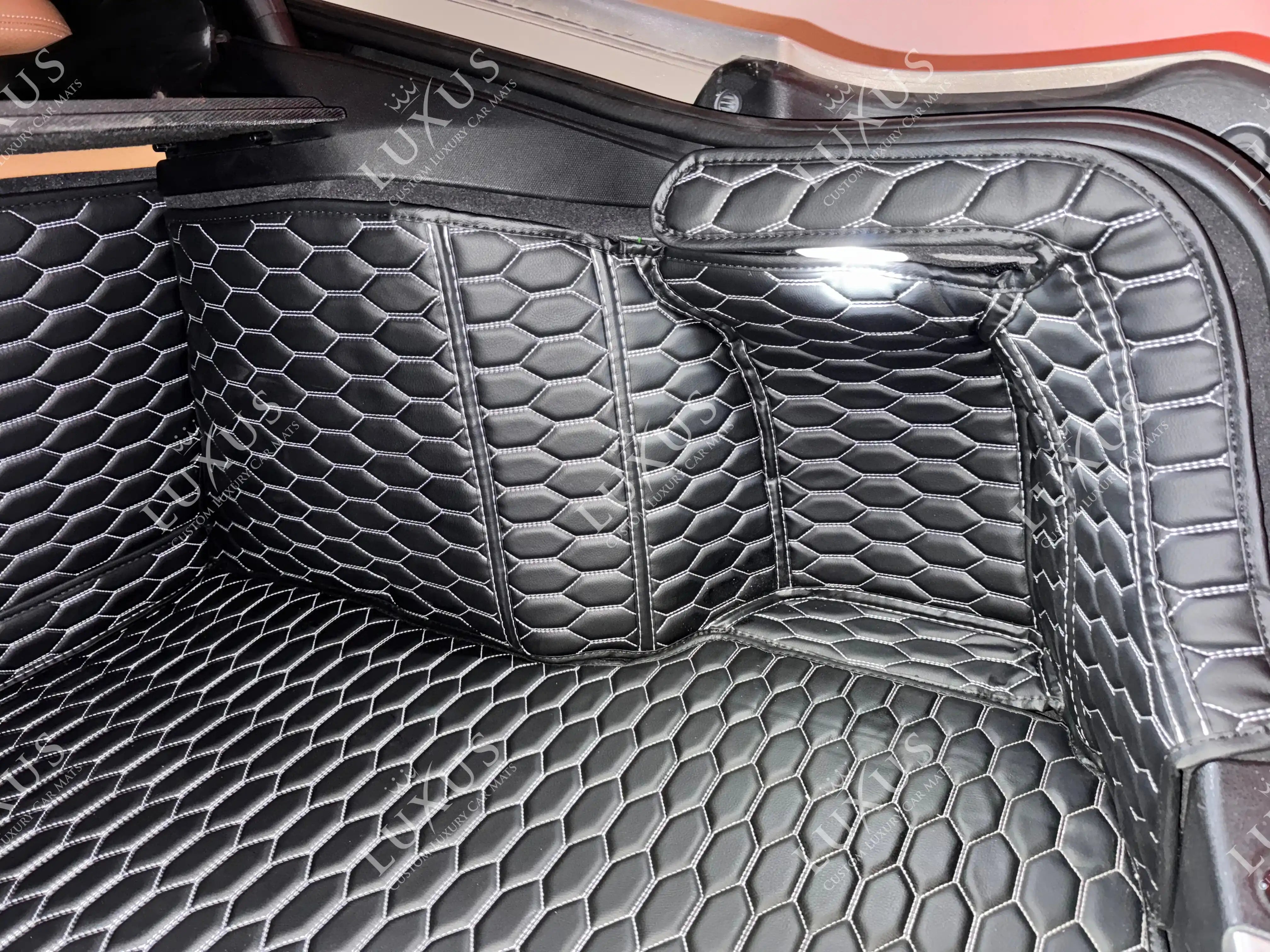 Luxus 360Fit Premium Honeycomb Custom Trunk Liner | Black & Blue Stitching