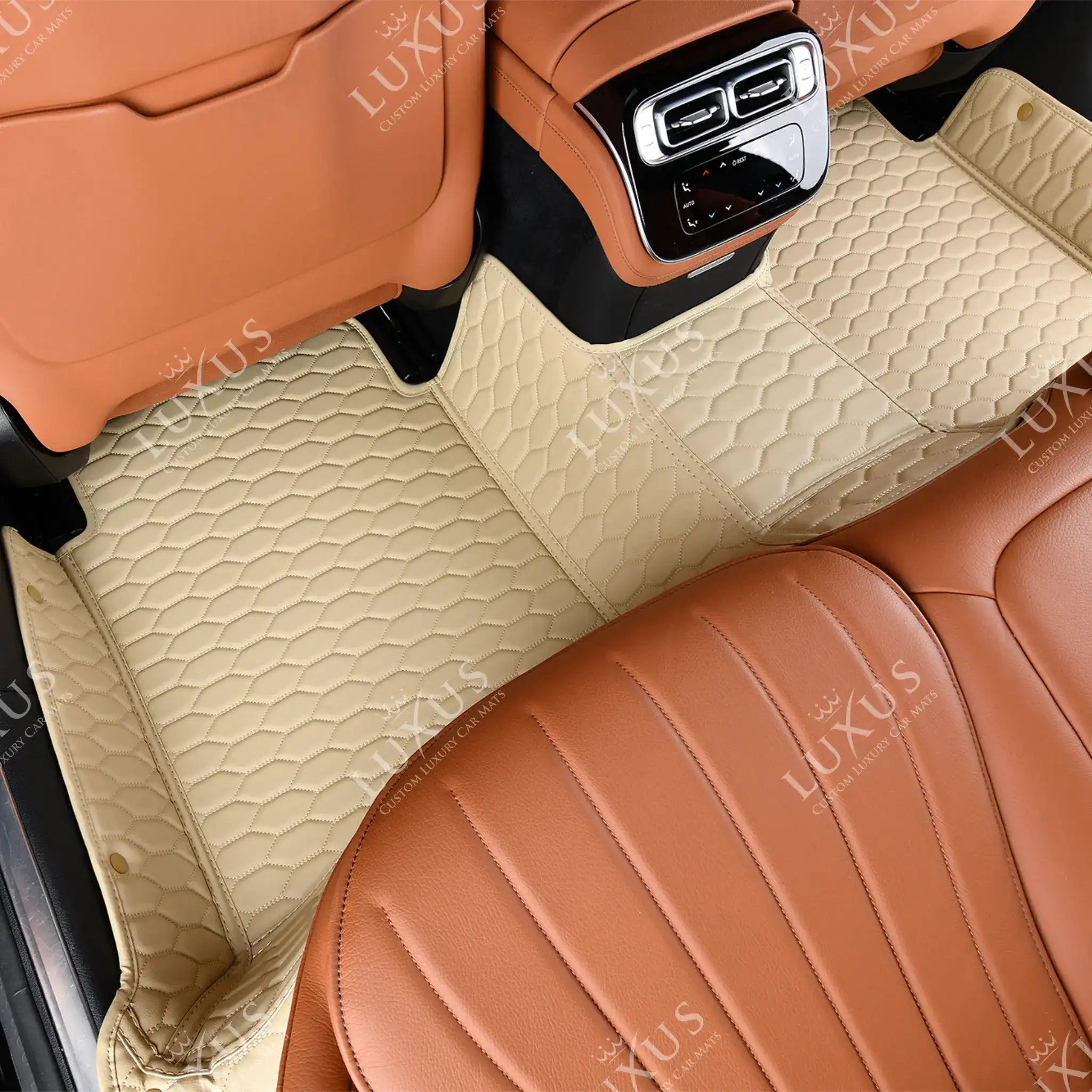 NEW Cream Beige Honeycomb Luxury Car Mats Set
