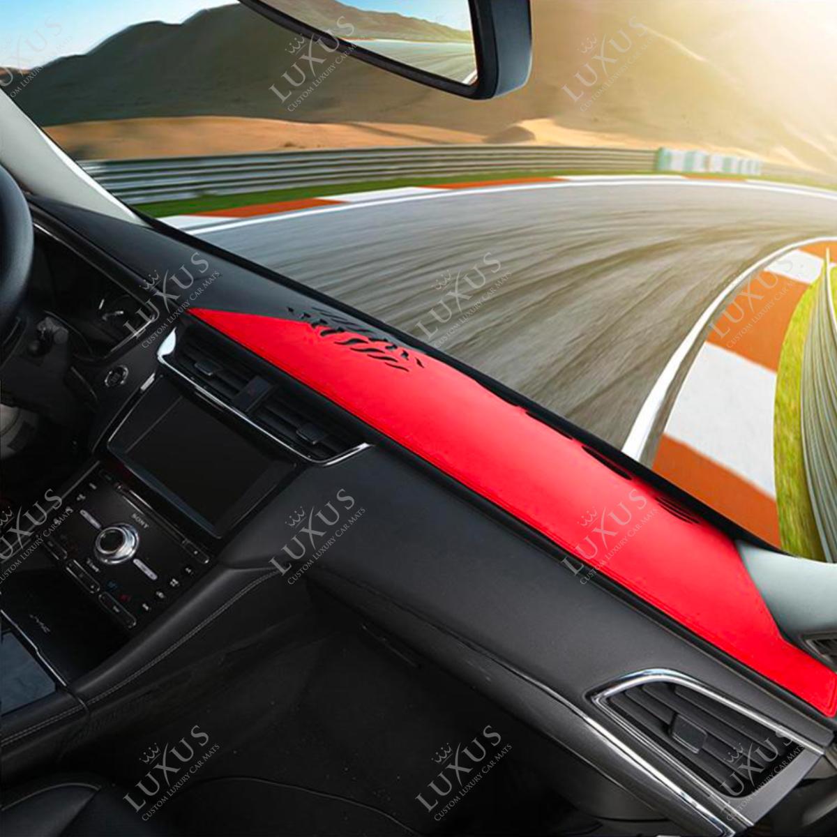 Hybrid Black  Ferrari Red Custom-Fit Premium Brushed Suede Dash Cover