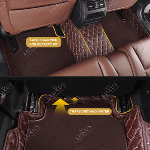 Luxus Car Mats™ - Luxe automattenset met zwarte en blauwe stiksels