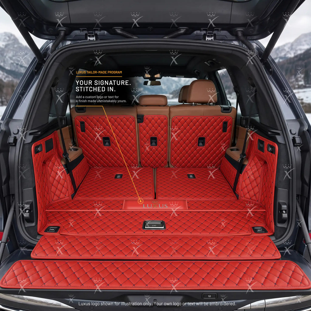 Luxus Car Mats™ - Tappetino per bagagliaio/stivale in pelle rosso Ferrari 3D