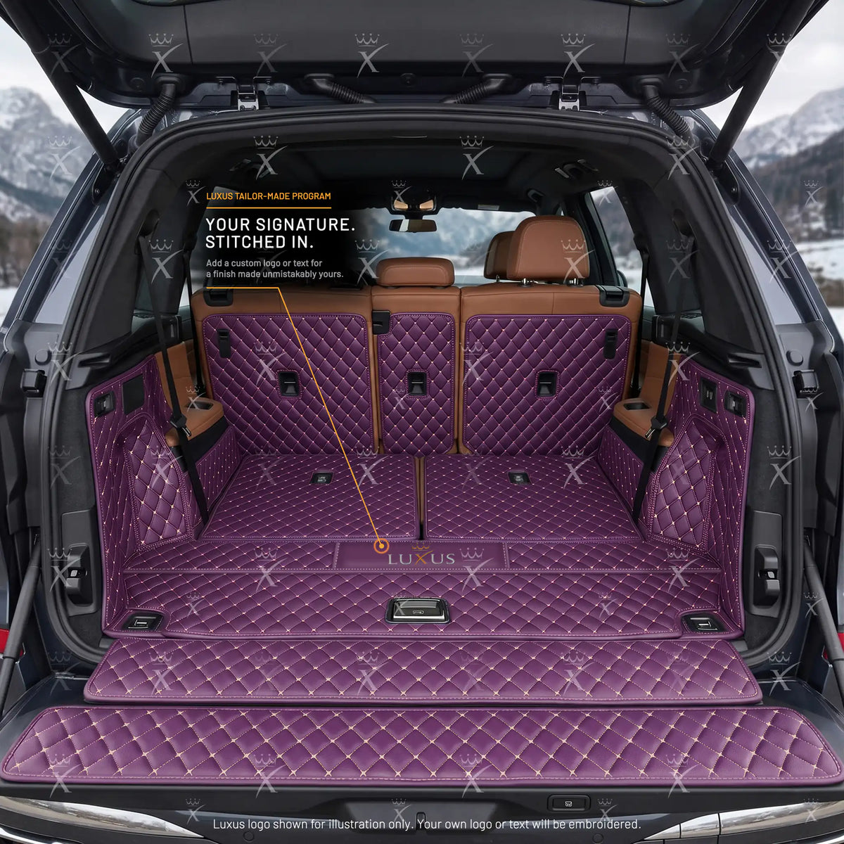 Luxus Car Mats™ - Tappetino per bagagliaio/stivale in pelle viola lavanda 3D
