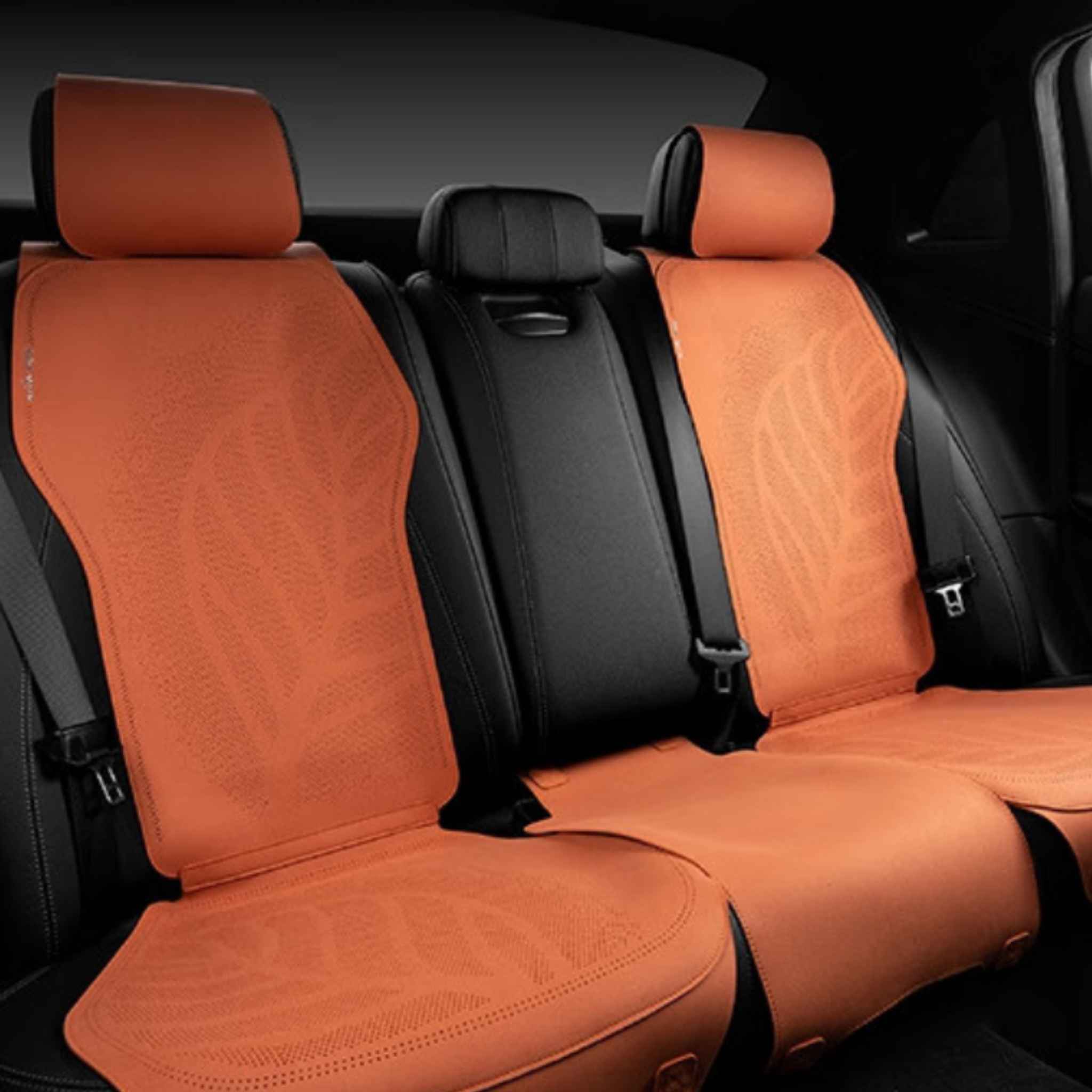 Minimalist Suede Seat Covers | Vibrant Orange