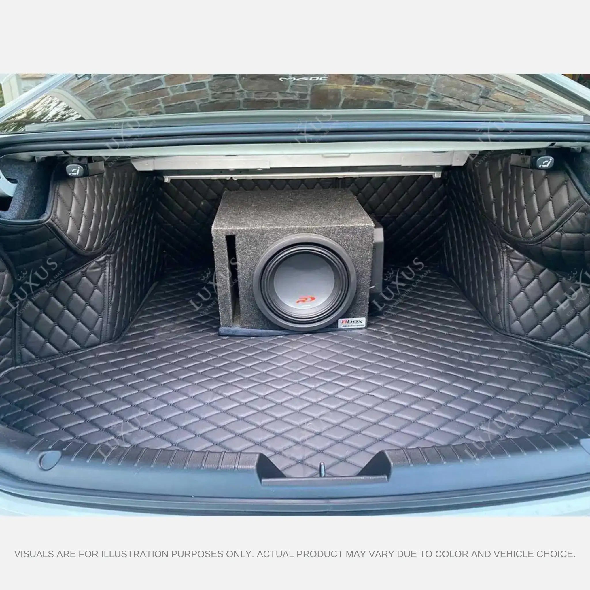 Luxus Car Mats™ - Zwarte en rode stiksels 3D luxe lederen koffer-/koffermat