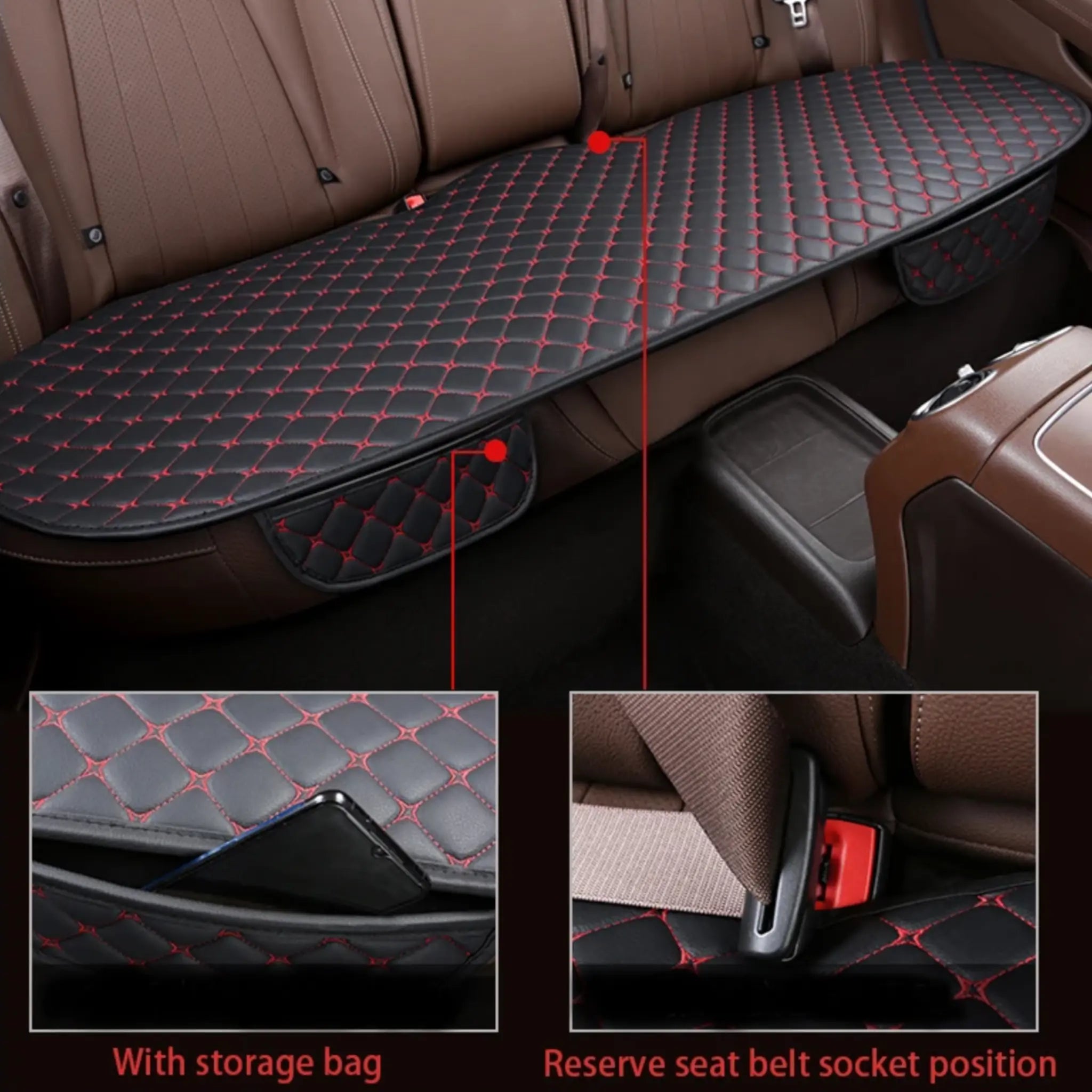 Black & Red Stitching Universal Diamond Seat Covers